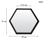 Falitükör - fekete, fém, hatszögű, 35 cm | SYLVIA - smol.hu - méretekkel