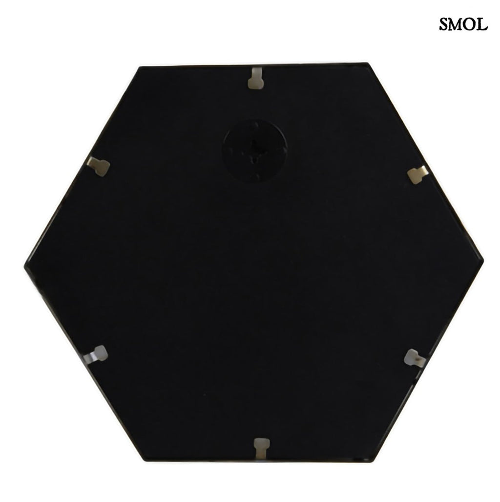 Falitükör - fekete, fém, hatszögű, 35 cm | SYLVIA - smol.hu - hátulról, akasztóval