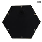 Falitükör - fekete, fém, hatszögű, 35 cm | SYLVIA - smol.hu - hátulról, akasztóval