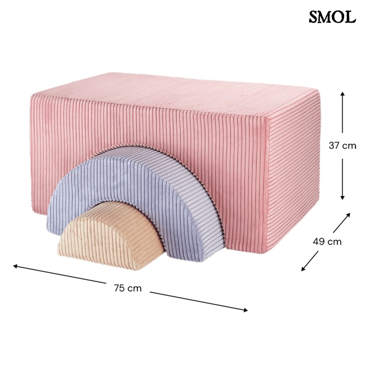 Játékszett - moduláris, 3 részes  | PINK MOUSSE | SMOL - méretekkel