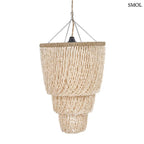 Kagyló csillár - kézzel készített balinéz függőlámpa természetes kagylóhéj rétegekkel, oldalról