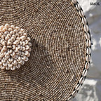 Kagyló dekoráció Guadeloupe, állványon, 55 cm magas, natúr fehér kagylókkal díszítve széle nagyítva