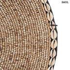 Kagyló dekoráció Guadeloupe, állványon, 55 cm magas, natúr fehér kagylókkal díszítve szegélyező kagyló nagyítva