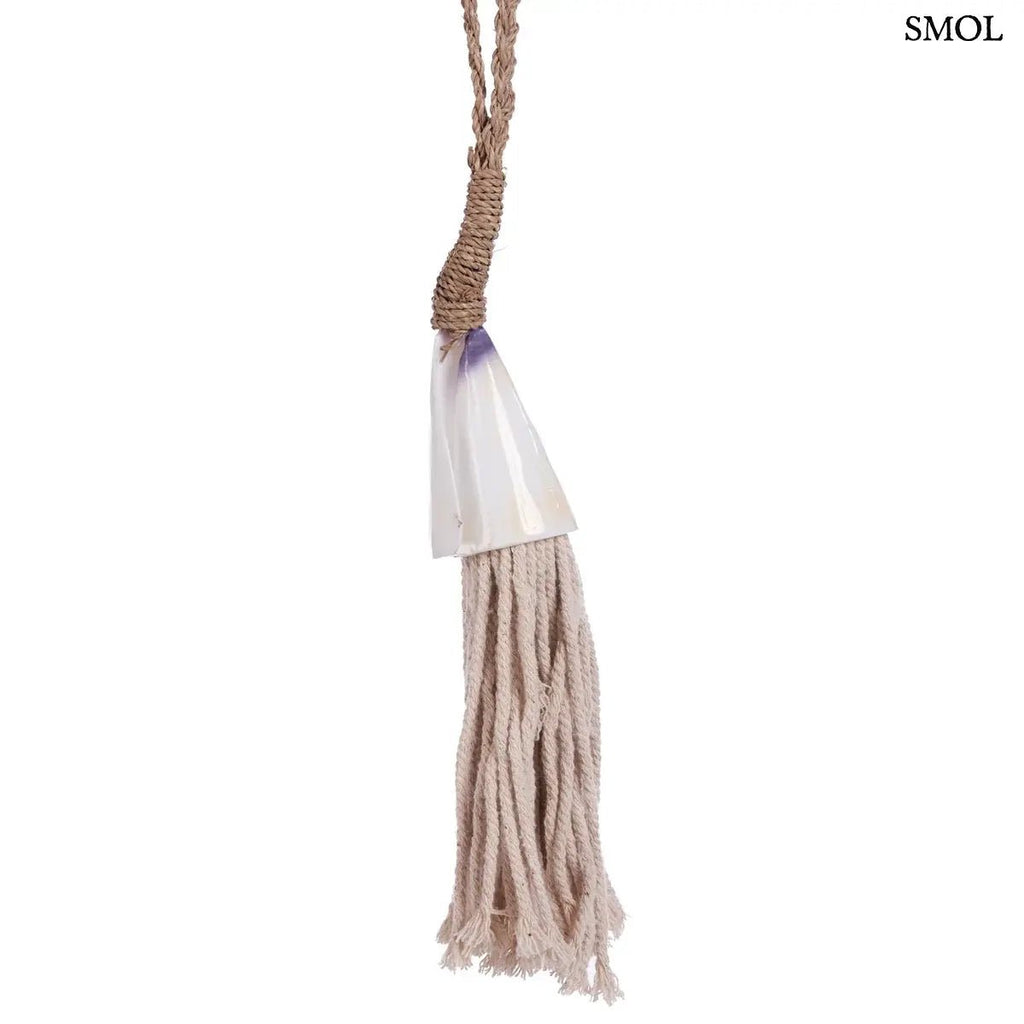 Kézzel készült kagyló függődísz és font tengerifű dekoráció,  nagyítva