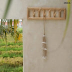 Kézzel készült fehér kagylós függődísz hosszú bojt formában, Bali stílusú lakásdekoráció, akasztón