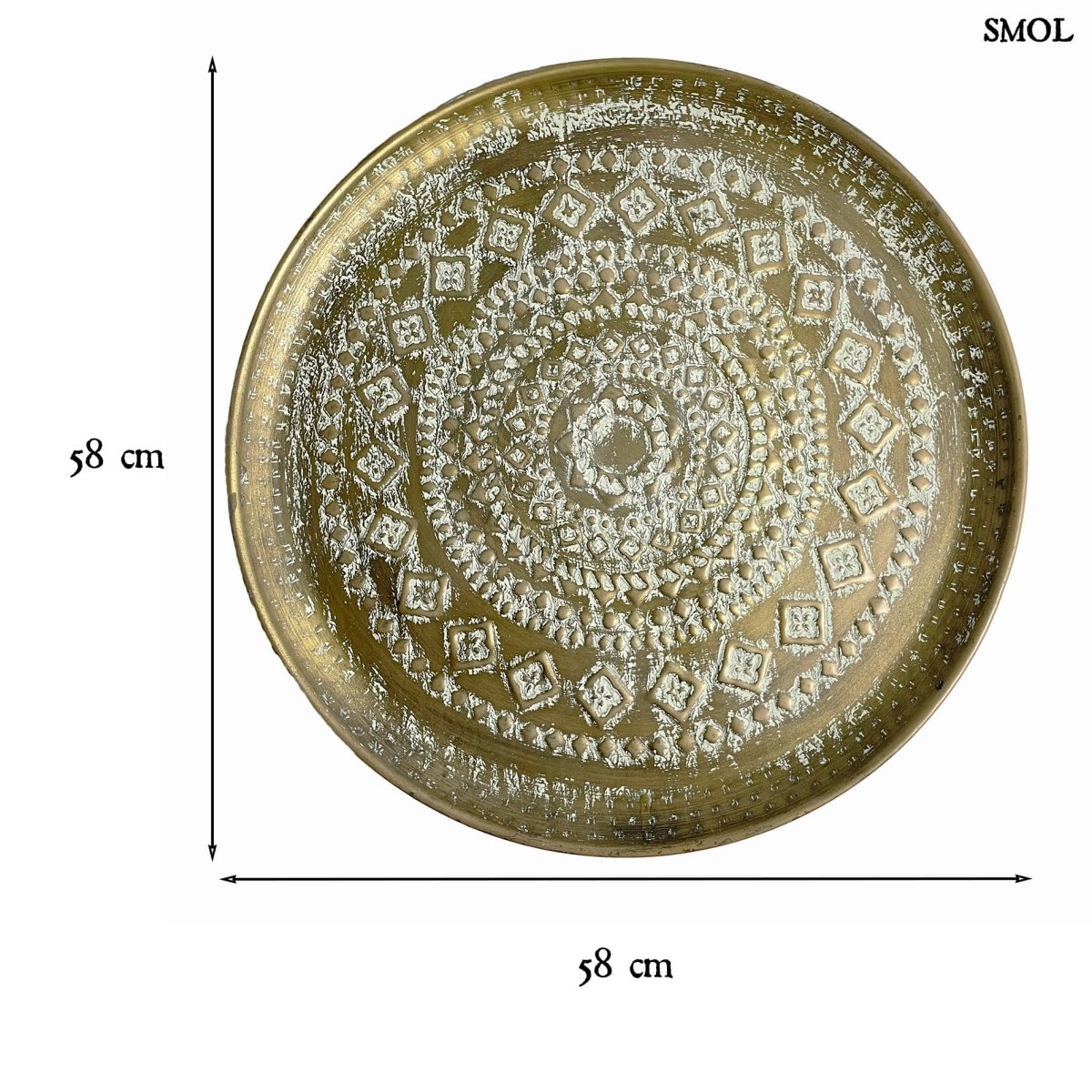 Dísztál - nagyméretű, fém, 58 cm | MELNER - smol.hu - méretekkel