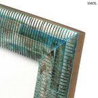 Türkizkék Ocean Ripple képkeret bordázott bivalycsont felülettel és márványos mintázattal, sarok nagyítva