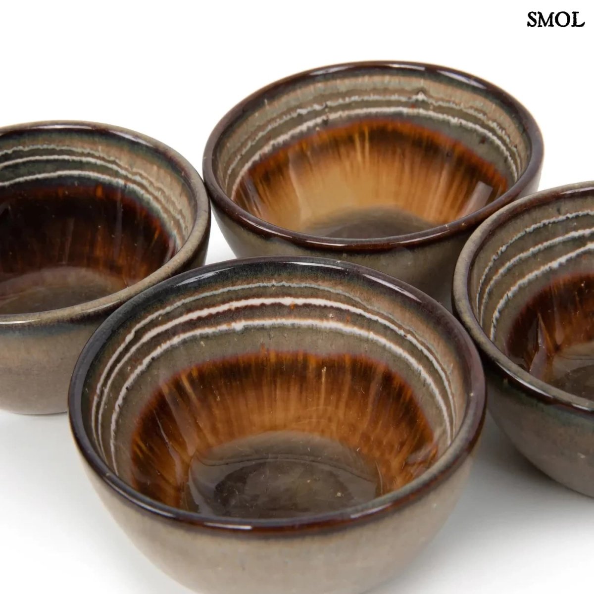 Kézzel készült repesztett mázas szószos tányér szett több együtt