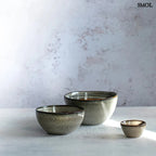 Kézzel készült repesztett mázas szószos tányér szett több méretben