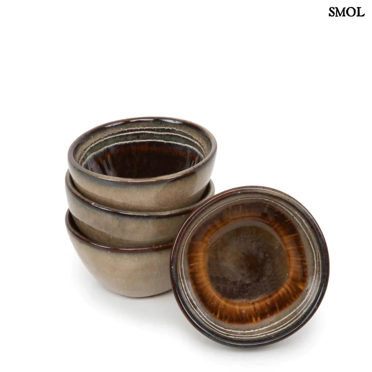 Kézzel készült repesztett mázas szószos tányér szett egymásban