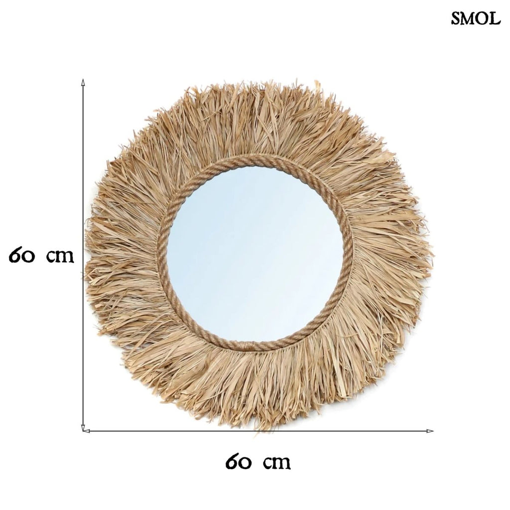 Kerek Raffia Falitükör - natúr | HAITI - SMOL