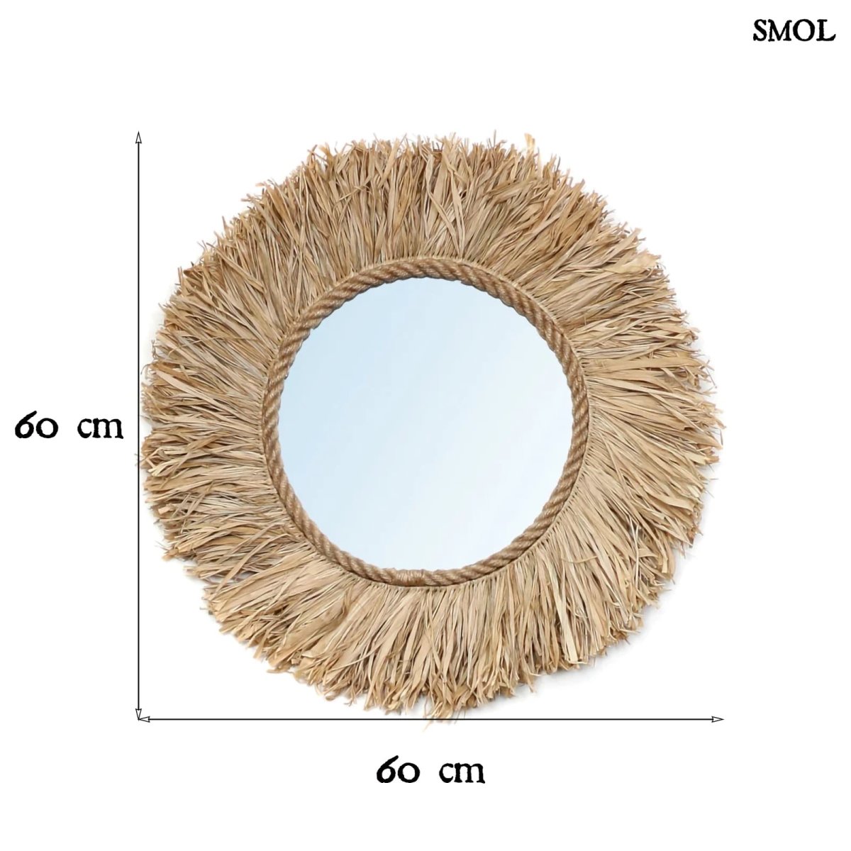 Kerek Raffia Falitükör - natúr | HAITI - SMOL