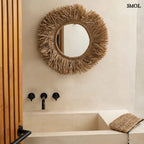 Kerek Raffia Falitükör - natúr | HAITI - SMOL