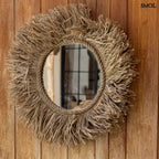 Kerek Raffia Falitükör - natúr | HAITI - SMOL