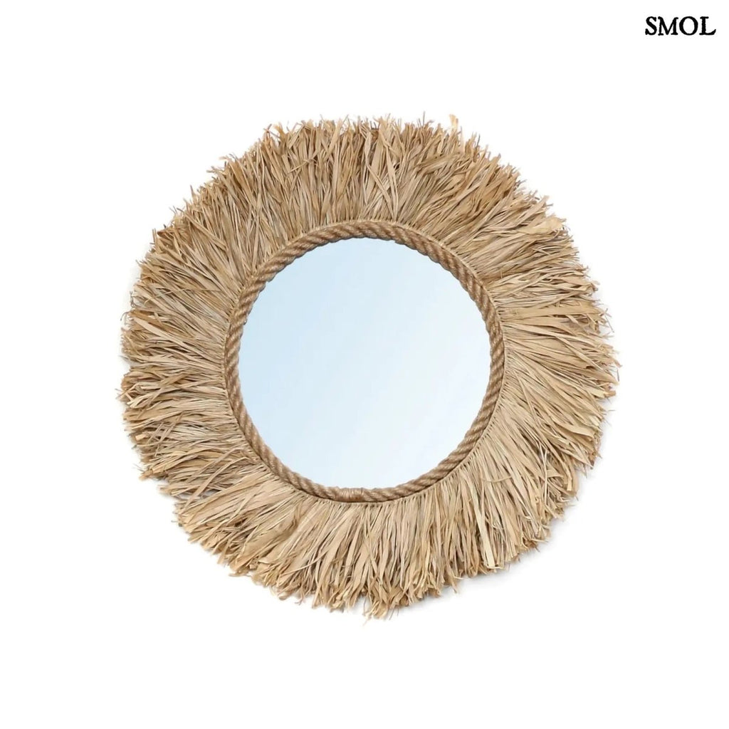 Kerek Raffia Falitükör - natúr | HAITI - SMOL