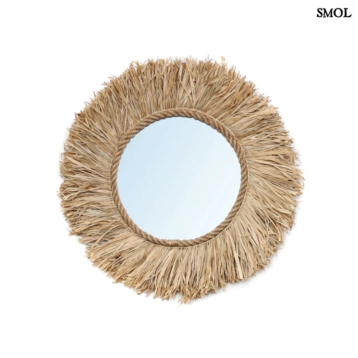 Kerek Raffia Falitükör - natúr | HAITI - SMOL