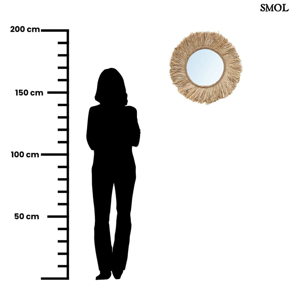 Kerek Raffia Falitükör - natúr | HAITI - SMOL