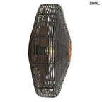 Kerek Rattan falilámpa – fekete | ALER | SMOL - oldalról, égő izzóval