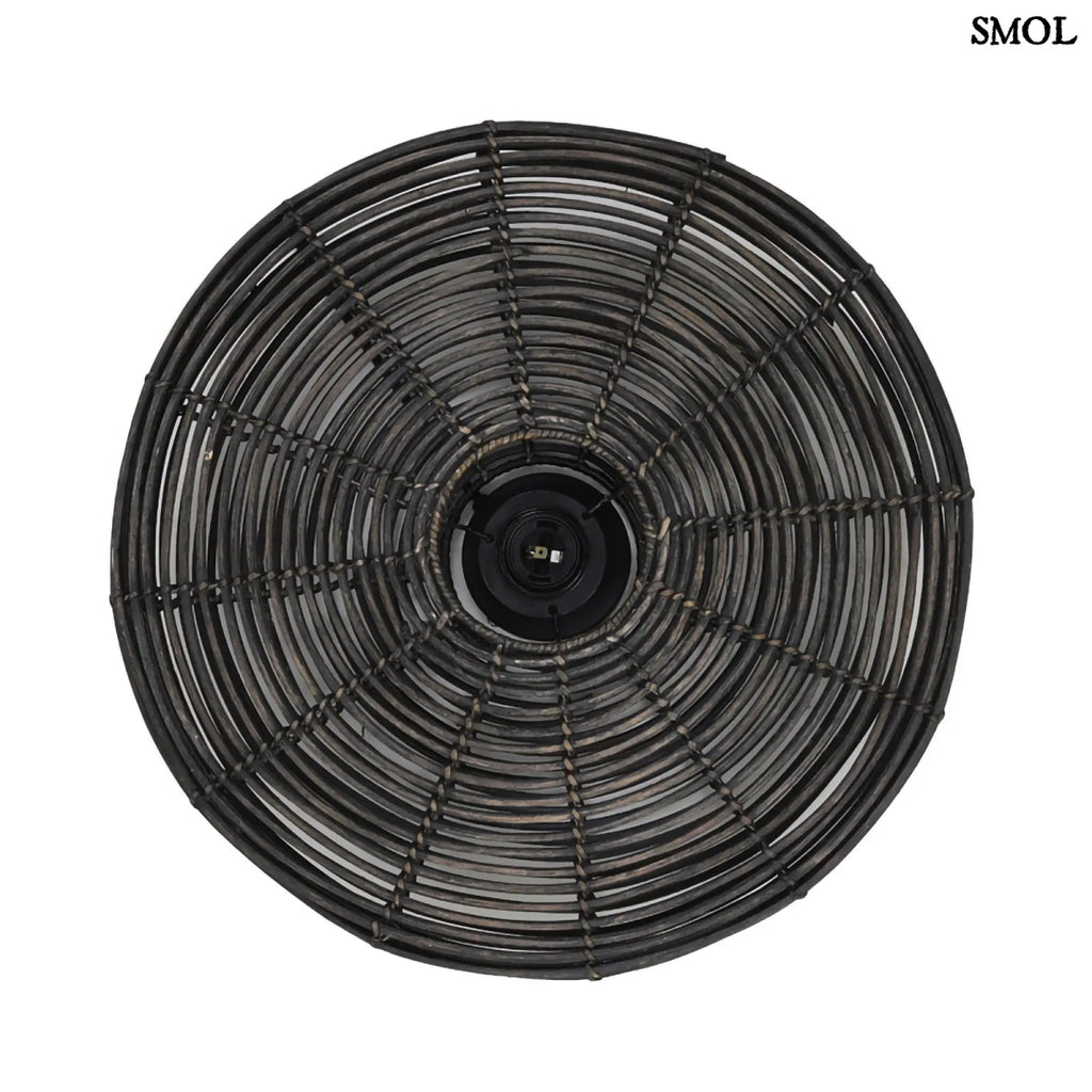 Kerek Rattan falilámpa – fekete | ALER | SMOL - fehér háttérrel