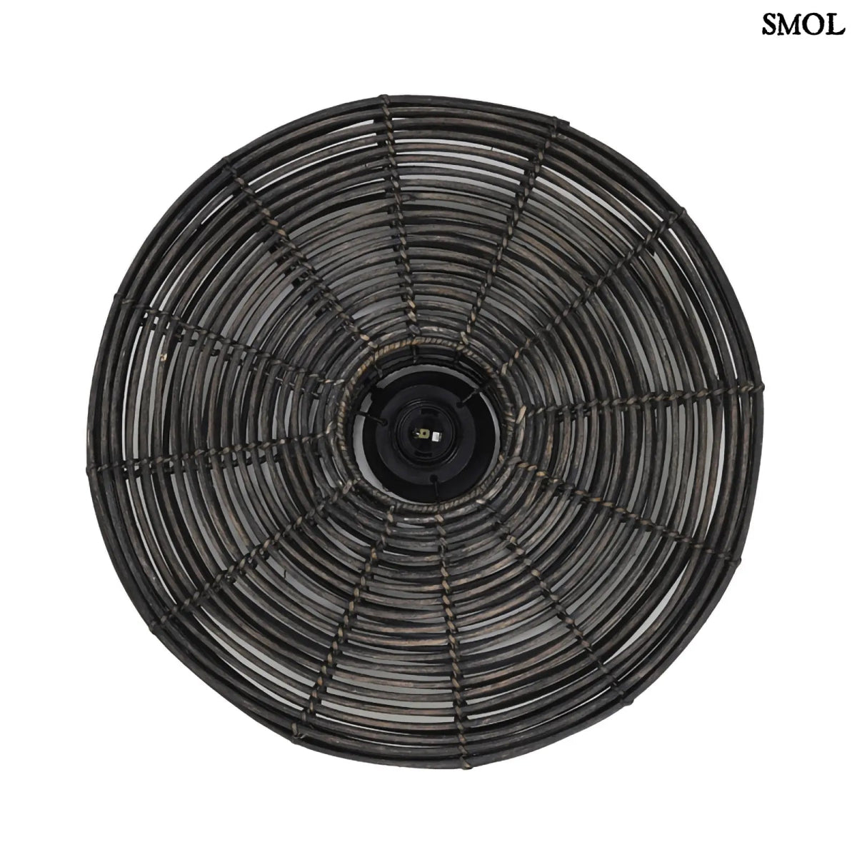 Kerek Rattan falilámpa – fekete | ALER | SMOL - fehér háttérrel