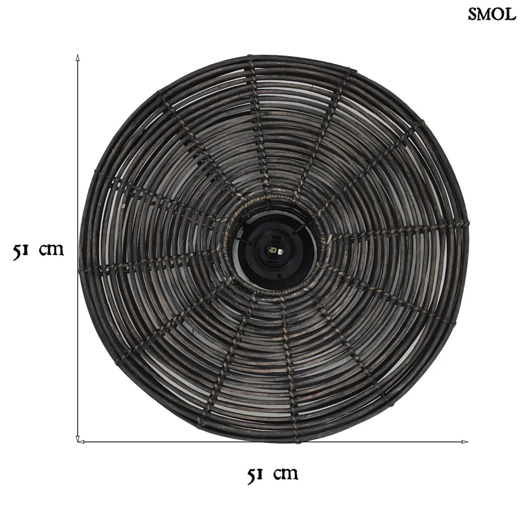 Kerek Rattan falilámpa – fekete | ALER | SMOL - méretekkel