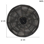 Kerek Rattan falilámpa – fekete | ALER | SMOL - méretekkel