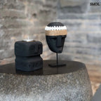 Kézzel faragott kő gyertyatartó – fekete | SUMBA 26 - SMOL