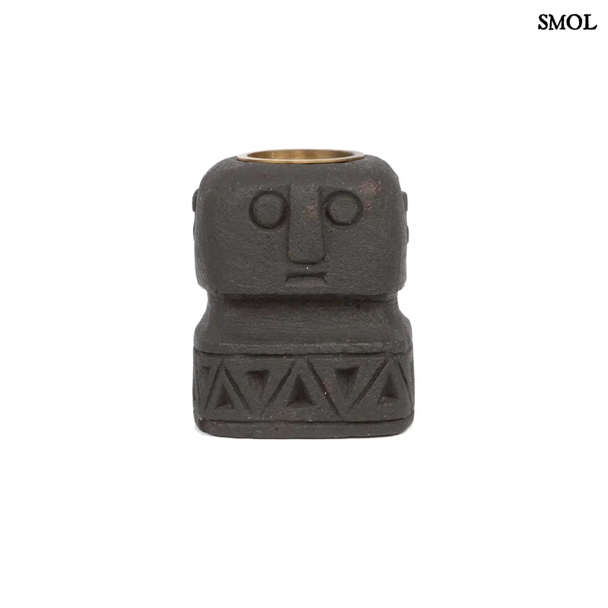 Kézzel faragott kő gyertyatartó – fekete | SUMBA 26 - SMOL