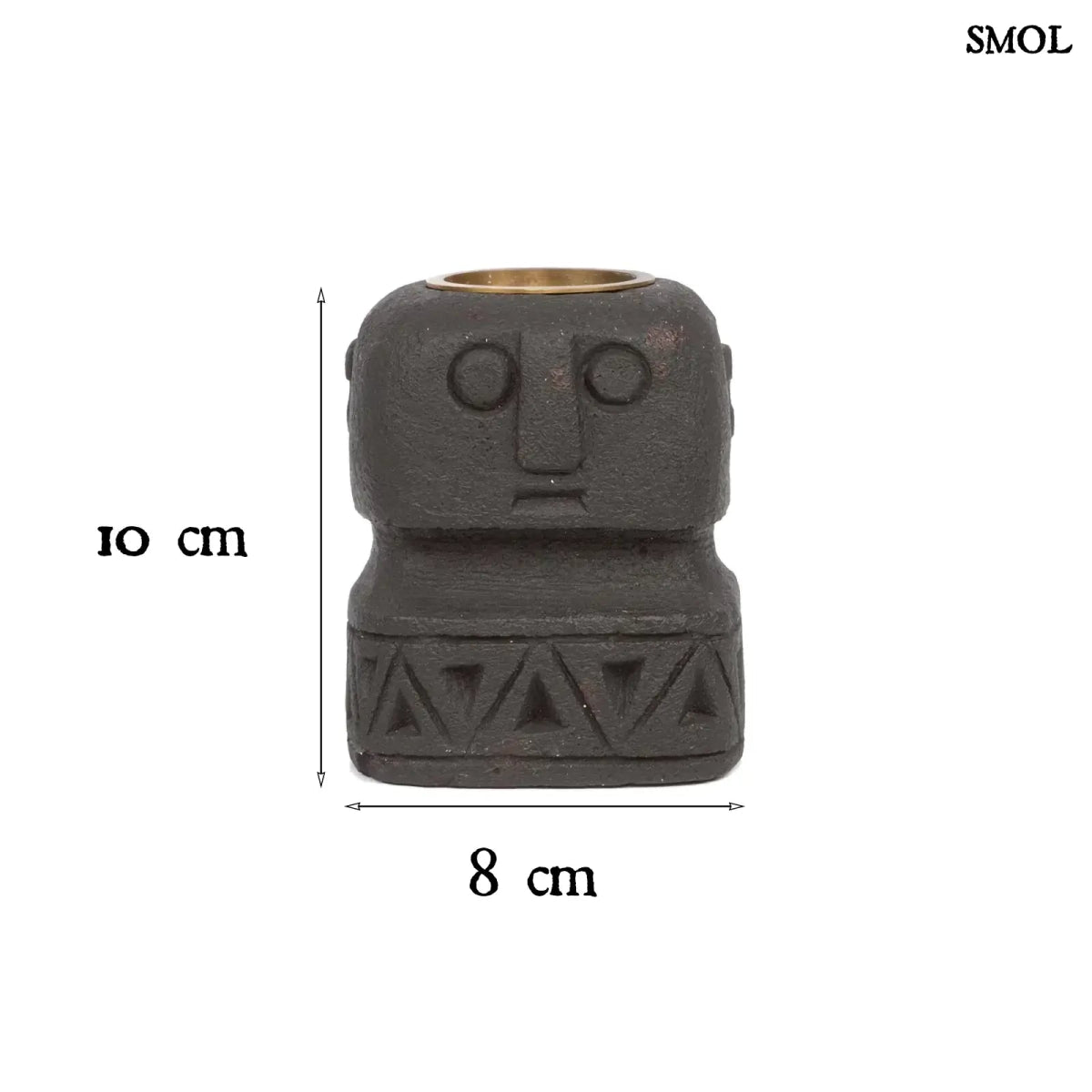 Kézzel faragott kő gyertyatartó – fekete | SUMBA 26 - SMOL