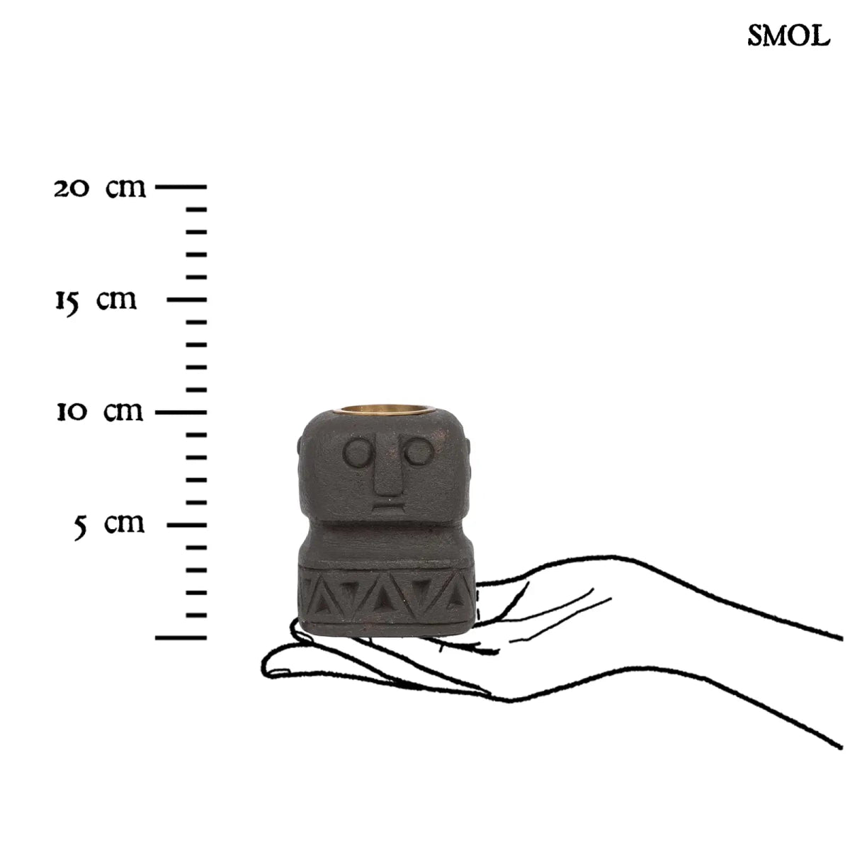 Kézzel faragott kő gyertyatartó – fekete | SUMBA 26 - SMOL