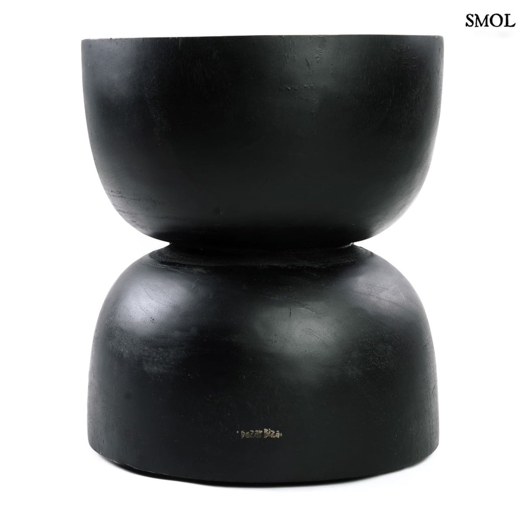 Fekete suar fa kisasztal natúr felülettel - oldalról