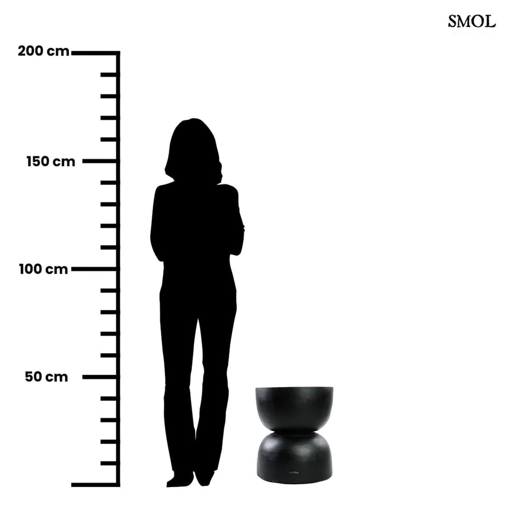 Fekete suar fa kisasztal natúr felülettel - méretarányosan