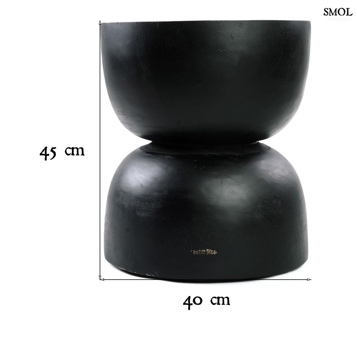 Fekete suar fa kisasztal natúr felülettel - méretekkel