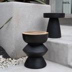 Fekete suar fa kisasztal natúr felülettel - két kisasztal