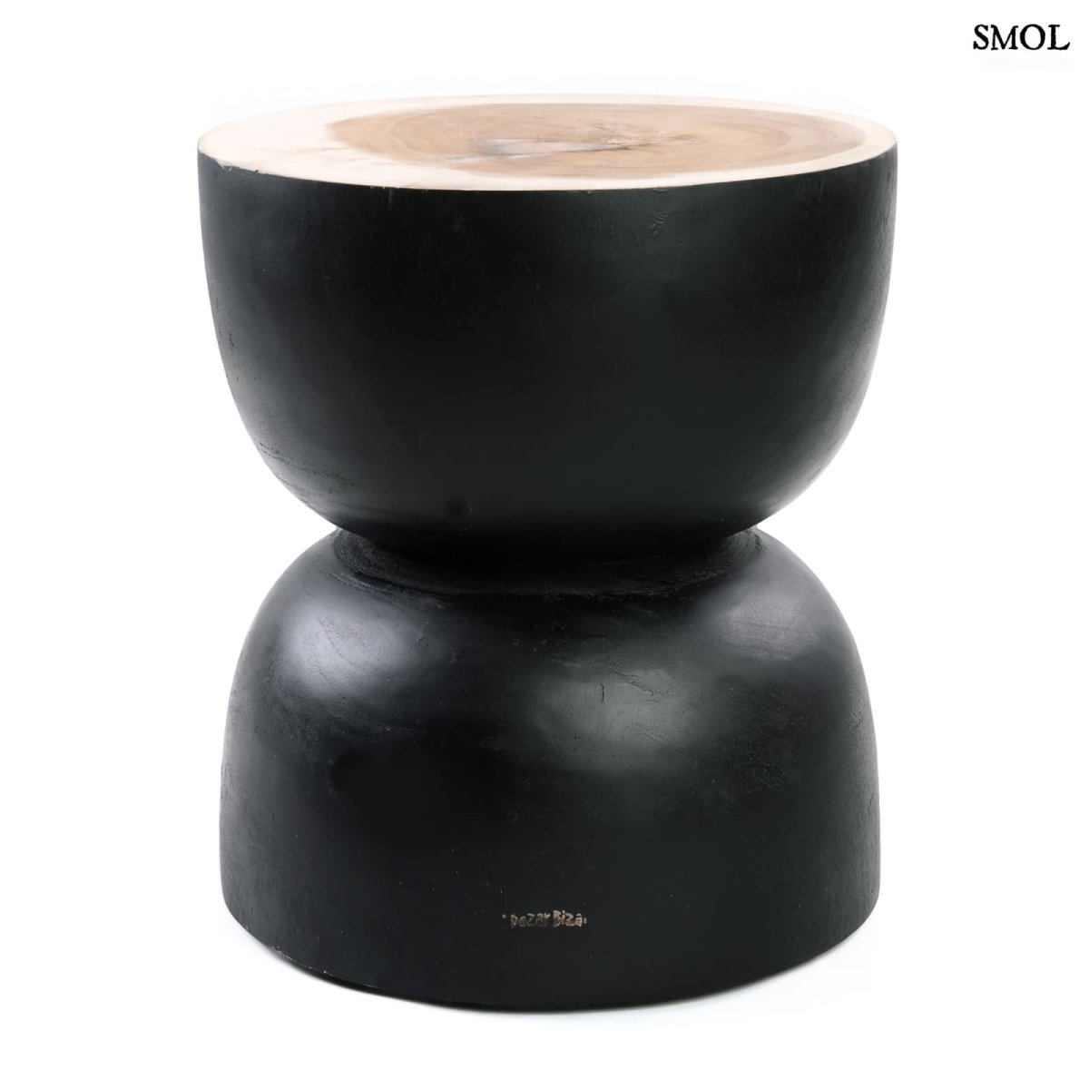 Fekete suar fa kisasztal natúr felülettel - fehér háttérrel