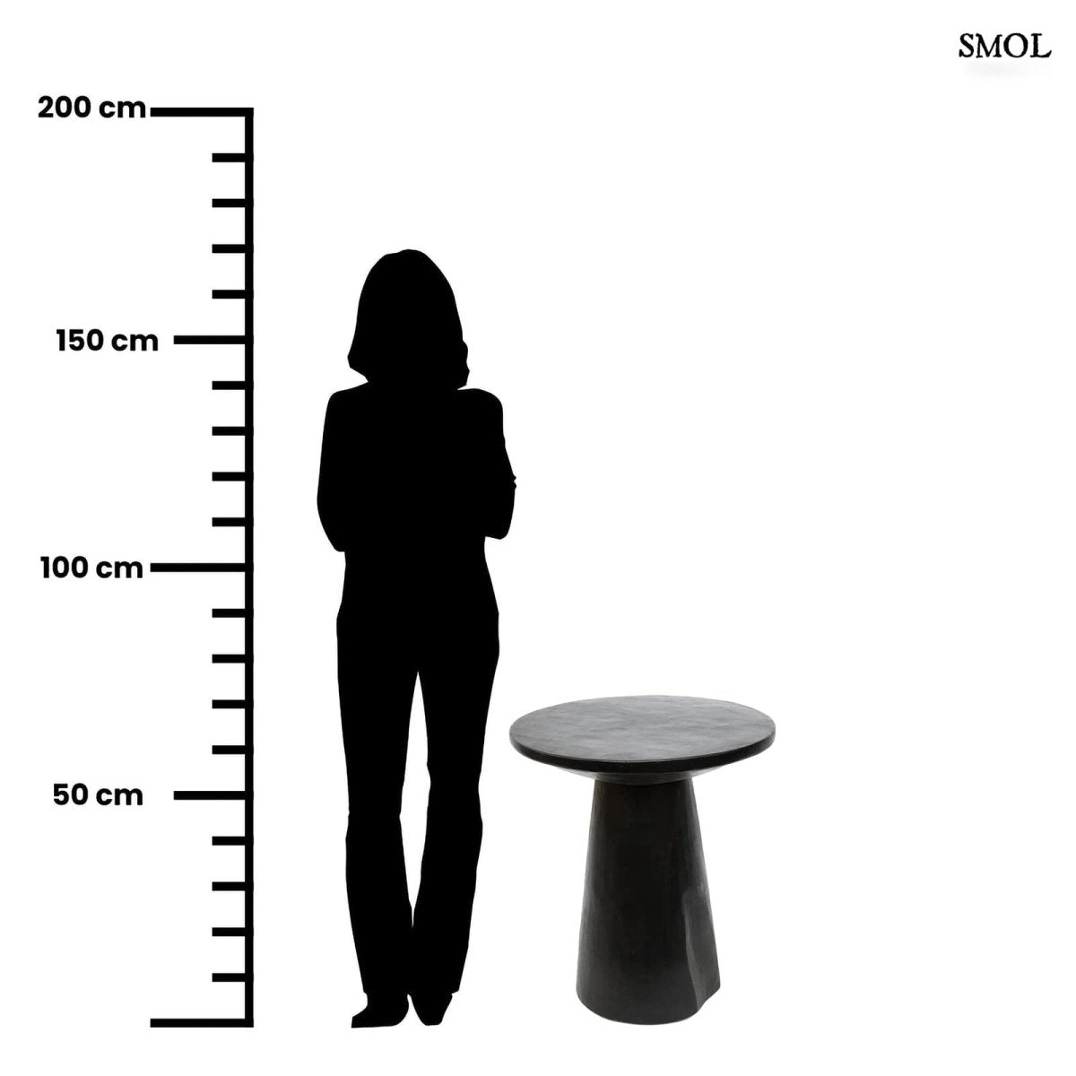 Kisasztal - fekete, fa, ⌀50 cm | CONIC - SMOL