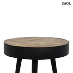 BARI - mangófa kisasztal – fekete fém lábakkal, 55 cm - smol.hu - oldalról