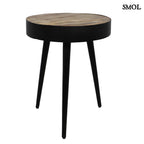 BARI - mangófa kisasztal – fekete fém lábakkal, 55 cm - smol.hu - fehér háttérrel