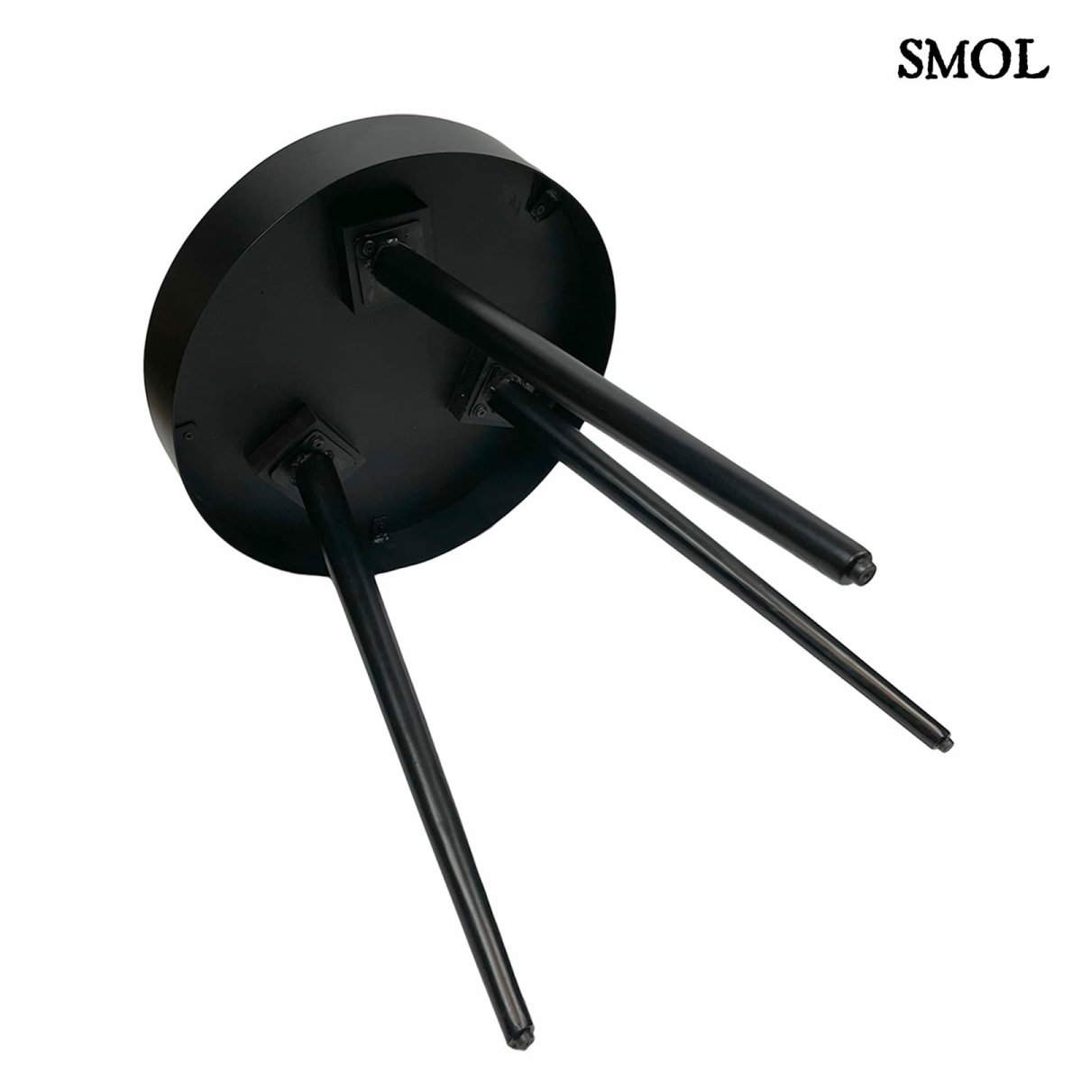 BARI - mangófa kisasztal – fekete fém lábakkal, 55 cm - smol.hu - alulról