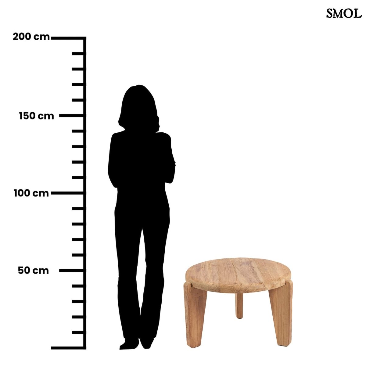 Kisasztal - teakfa, ⌀60 cm | WABISABIM - SMOL
