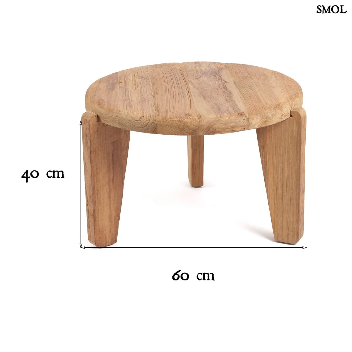 Kisasztal - teakfa, ⌀60 cm | WABISABIM - SMOL