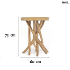 Kisasztal természetes teakfából | GILI | SMOL - méretekkel