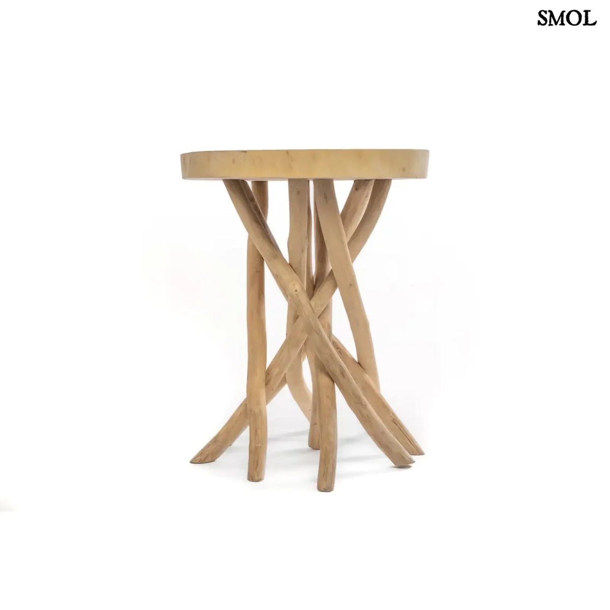 Kisasztal természetes teakfából | GILI | SMOL - oldalról