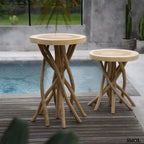 Kisasztal természetes teakfából | GILI | SMOL - medence mellett, két méretben
