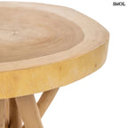Kisasztal természetes teakfából | GILI | SMOL - asztallap oldalról