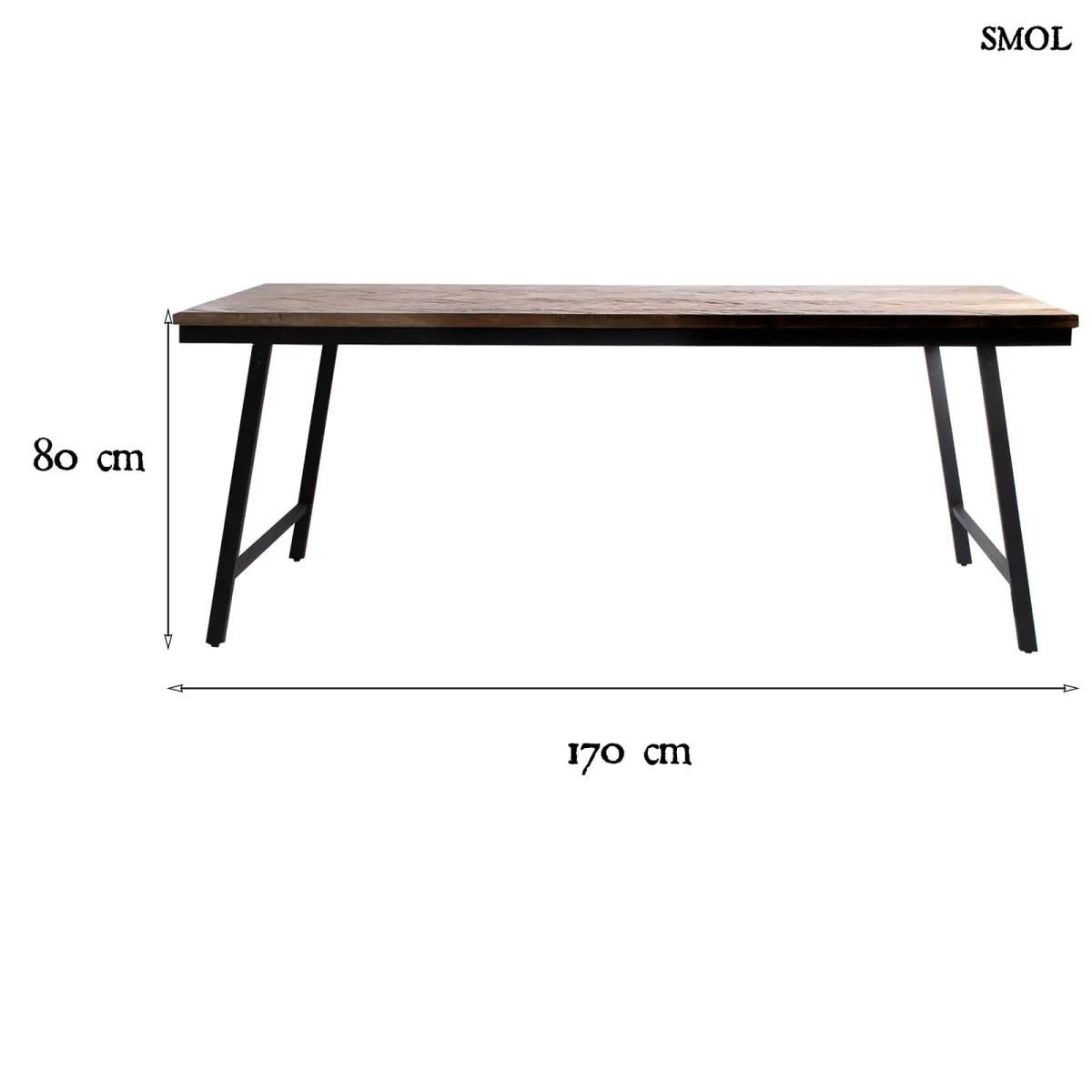Halszálka mintás, összecsukható konzol asztal, natúr teakfa lappal és fekete fém vázzal méretekkel