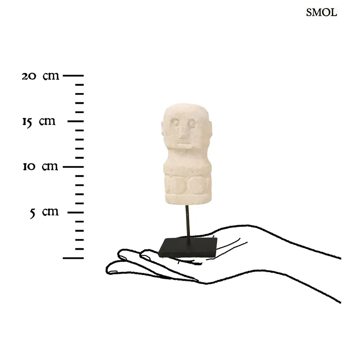 Kézzel faragott Sumba kőszobor fém állványon, natúr homokkőből készült indonéz dekorációs figura, méretarányosan