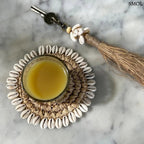 Boho raffia kulcstartó kagyló díszítéssel, kulccsal