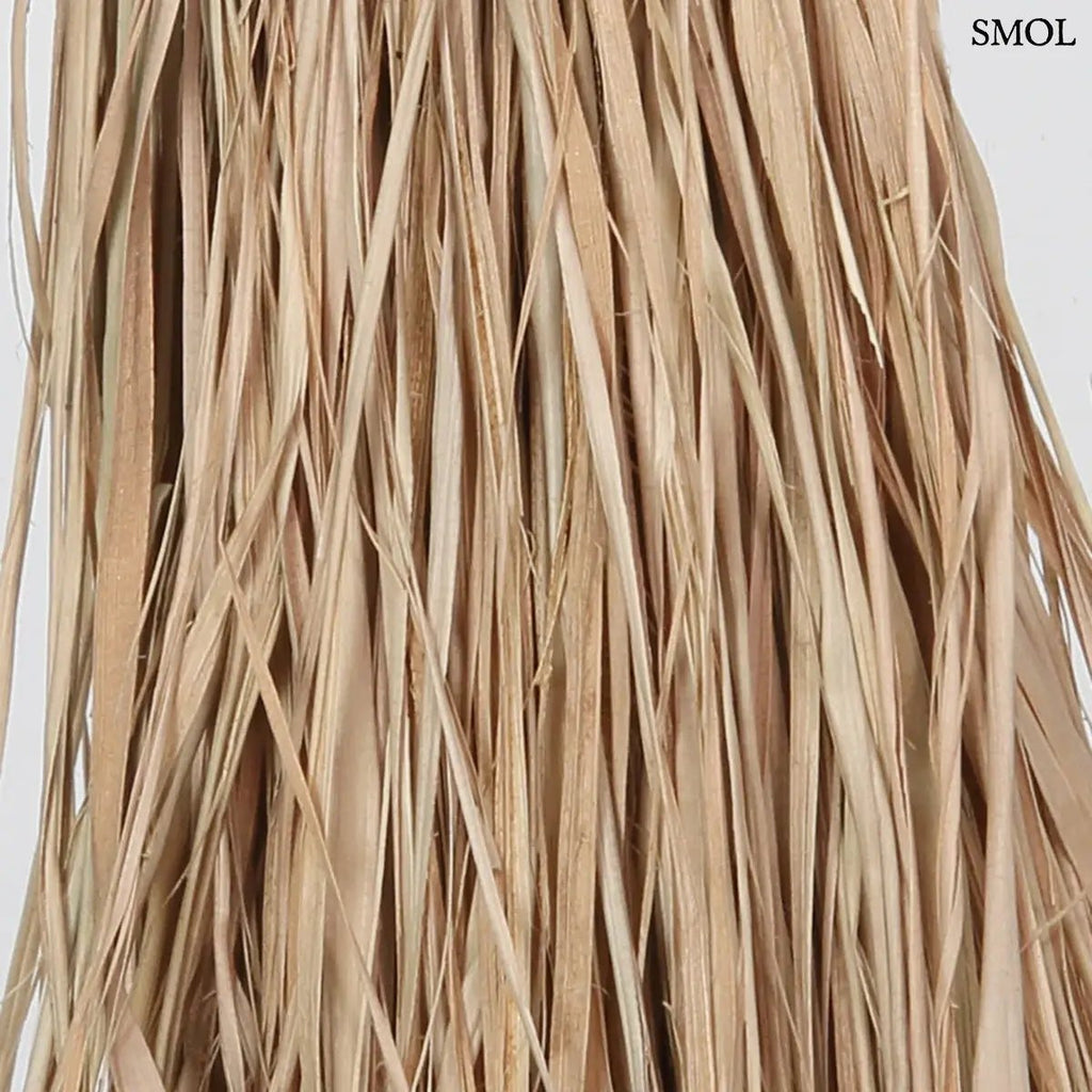 Boho raffia kulcstartó kagyló díszítéssel, raffia nagyítva