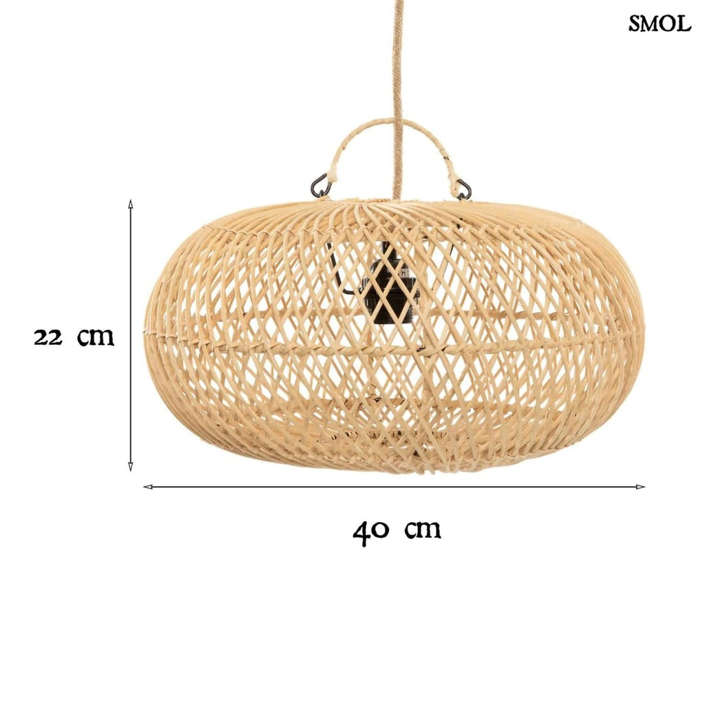 Lapos Gömb Alakú Rattan Lámpaernyő, 40 cm | WHOLLY - SMOL
